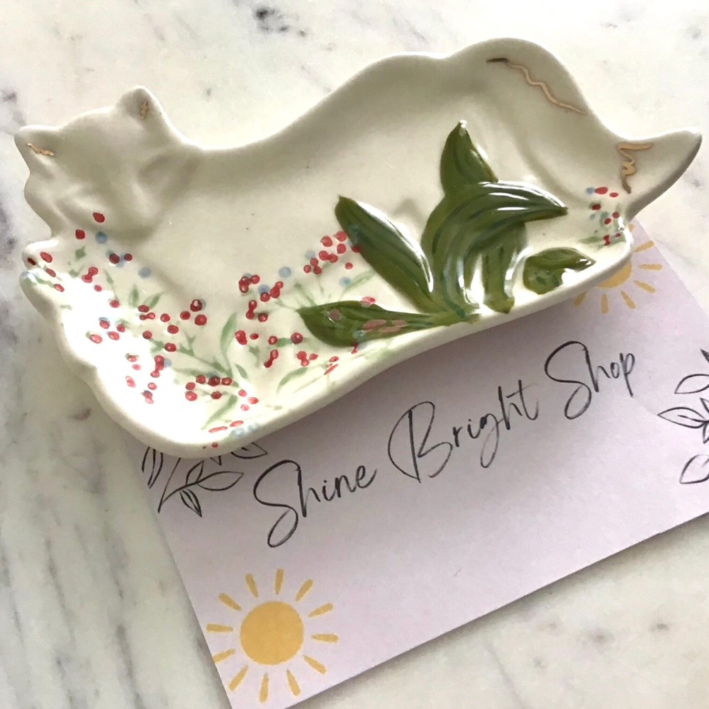 Anthropologie Vanity Tray Fox Floral Trinket Dish Jewelry Tray New In Box